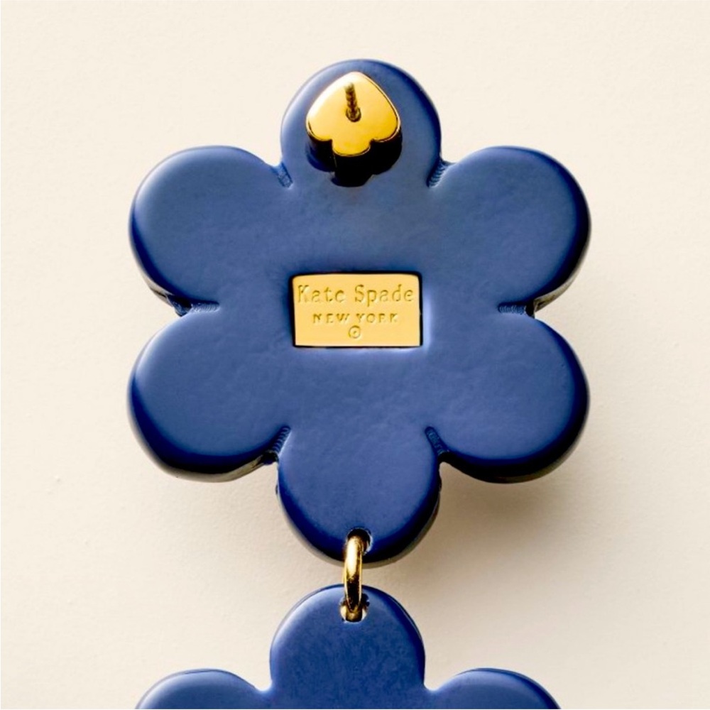 KATE SPADE x TARGET Blue Flower Earrings with Gem Center - Picture 2 of 3